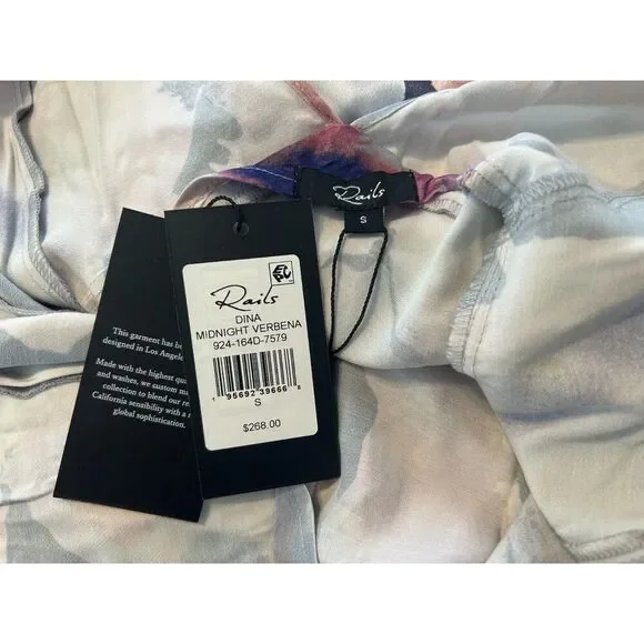 NWT Rails Dina Midnight Verbena Floral Maxi V-Neck Satin Dress S Flutter Sleeve - Picture 7 of 9